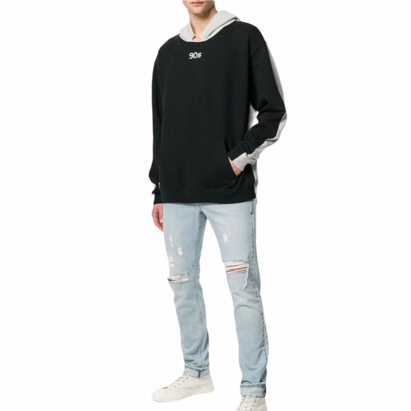 R + A 90’s Logo Block Colour Hoodie Black Grey Mens Size XS $690 - Picture 3 of 12